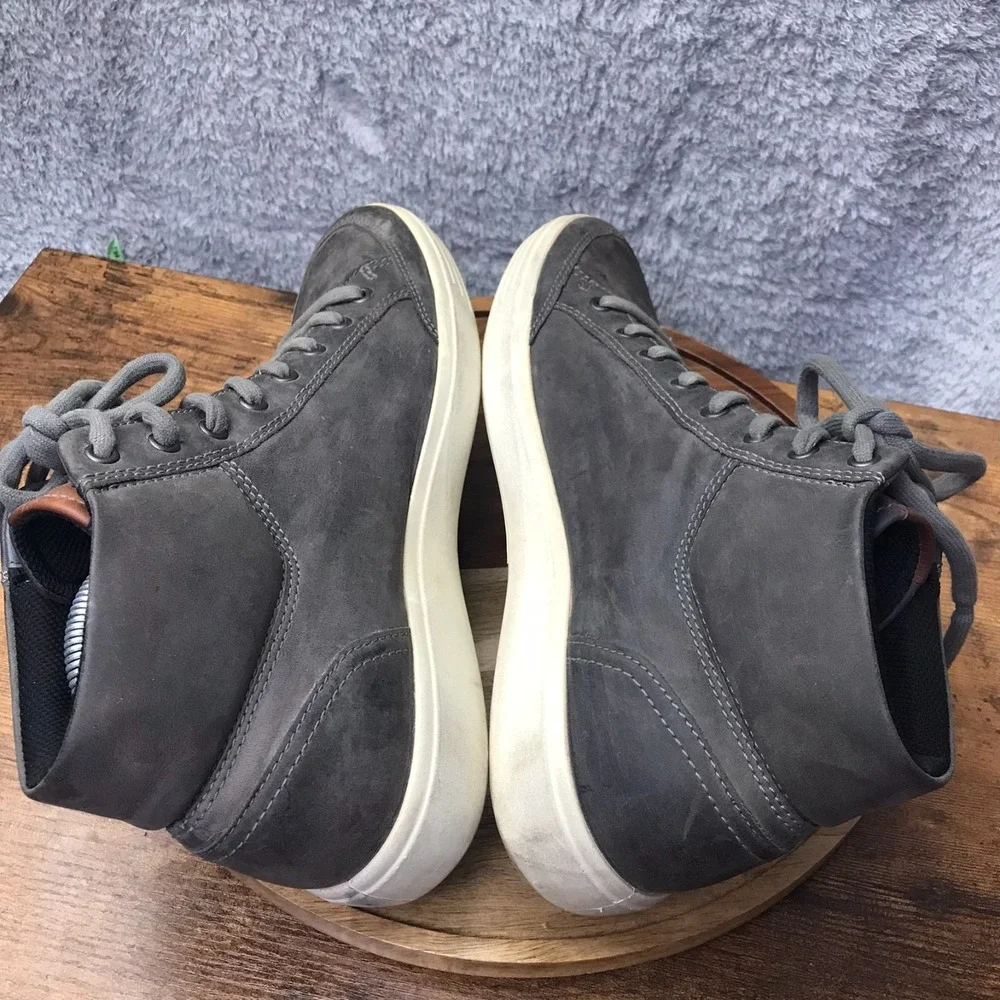 Ecco Soft 7 High Top Tie Sneakers Mens EU 44/US‎ 10-10.5 Gray Suede Casual Shoes